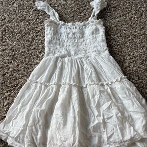 Aerie White Smocked Mini Sundress
